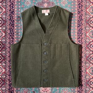 Vintage 60s Filson Green Wool Mackinaw Cruiser Vest Size 42 100% Wool USA